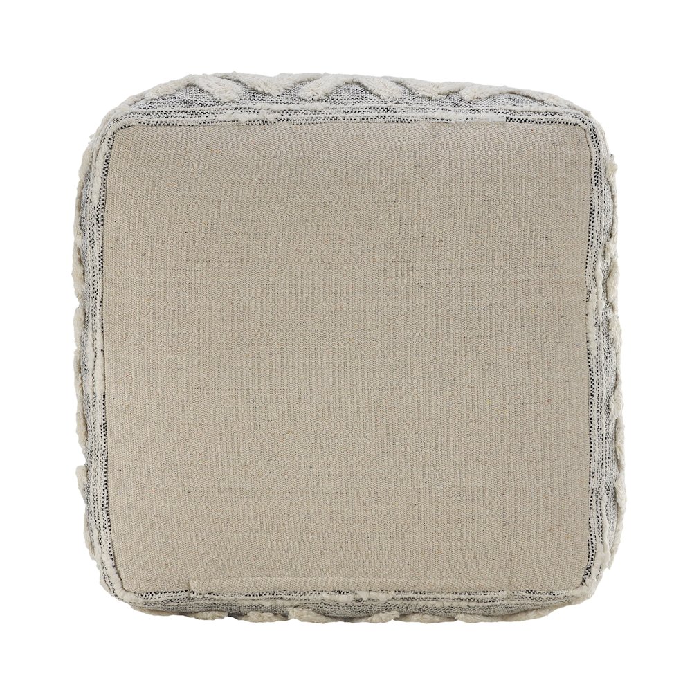 Morningside Performance Indoor Pouf in Gray/Ivory, 16" x 16" x 16". Picture 6