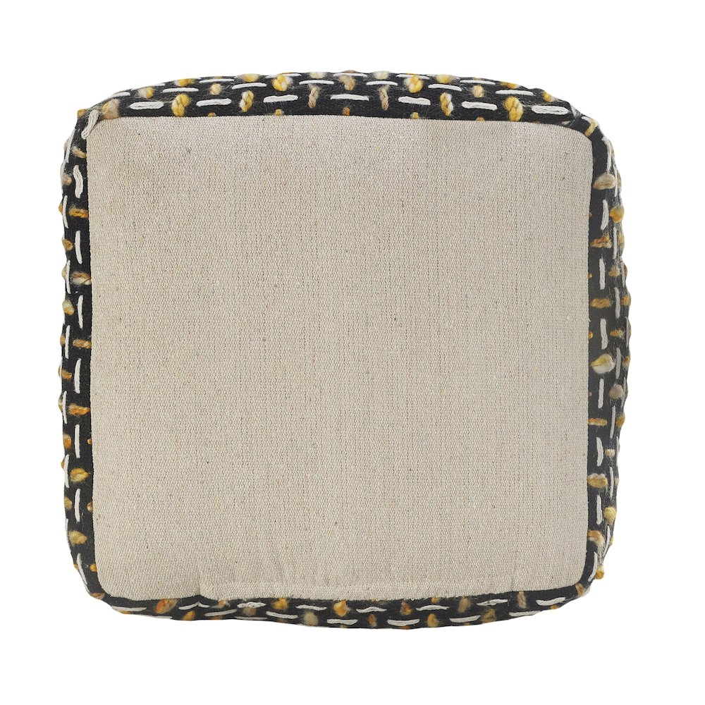 Havana Performance Indoor Pouf in Black/Yellow, 16" x 16" x 16". Picture 6