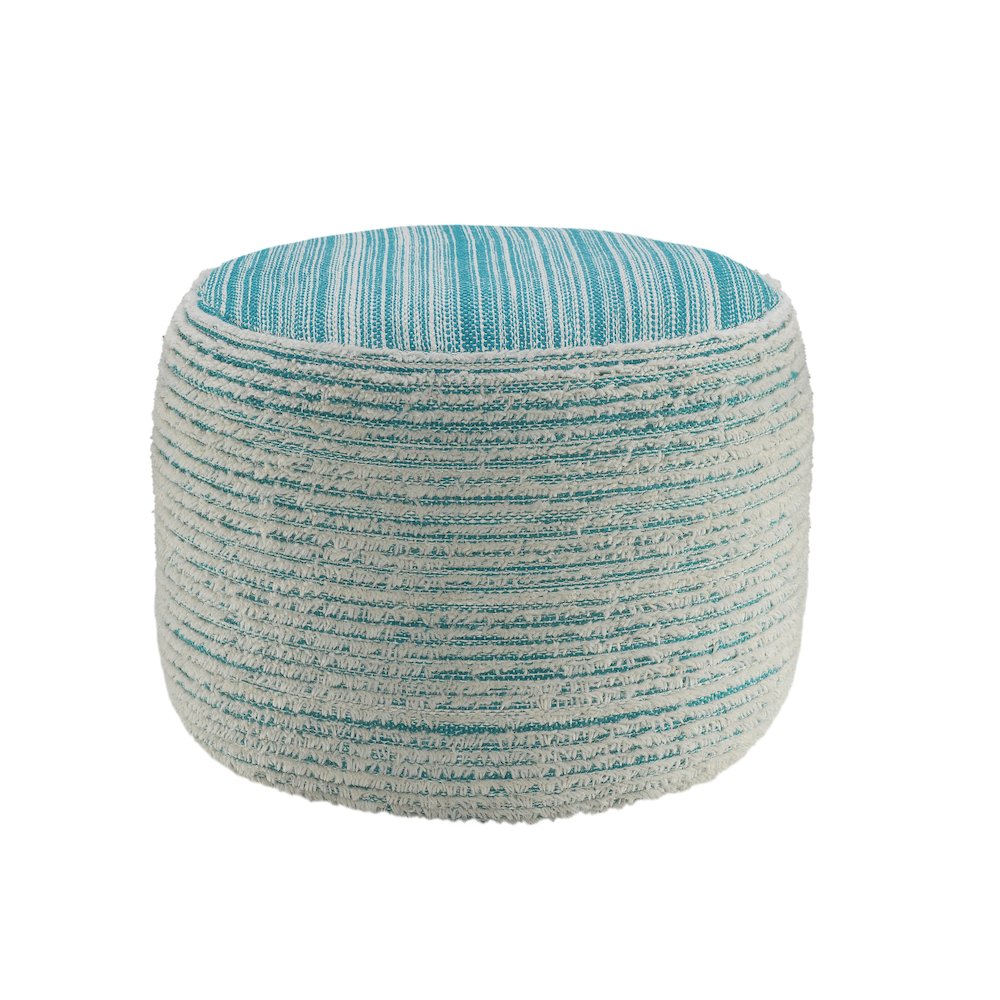 Havana Performance Indoor Pouf in Blue/White, 18" x 18" x 14". Picture 1