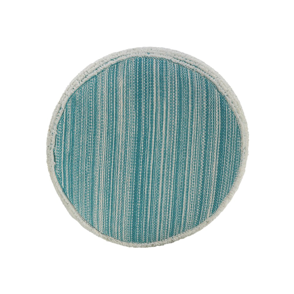 Havana Performance Indoor Pouf in Blue/White, 18" x 18" x 14". Picture 3