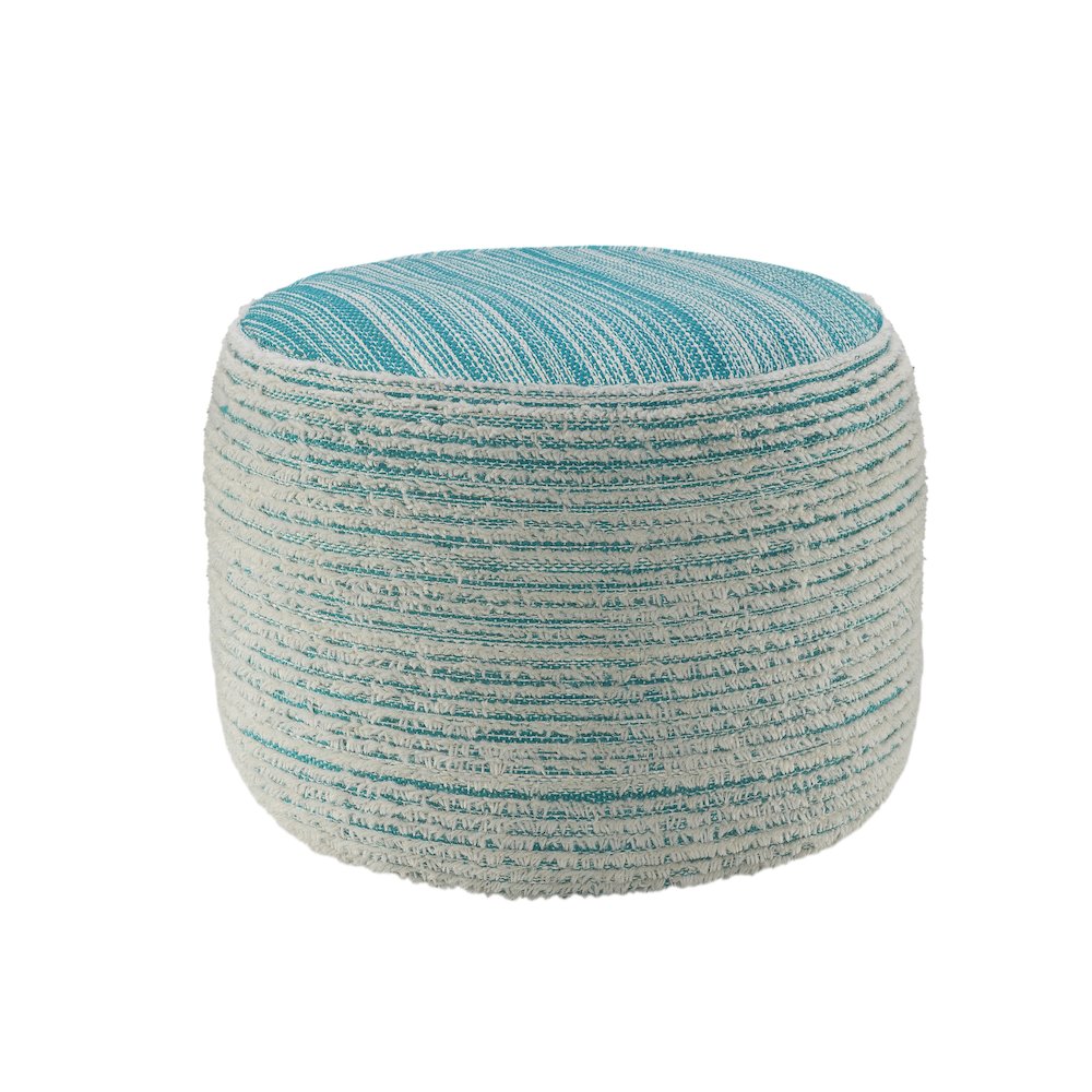 Havana Performance Indoor Pouf in Blue/White, 18" x 18" x 14". Picture 4