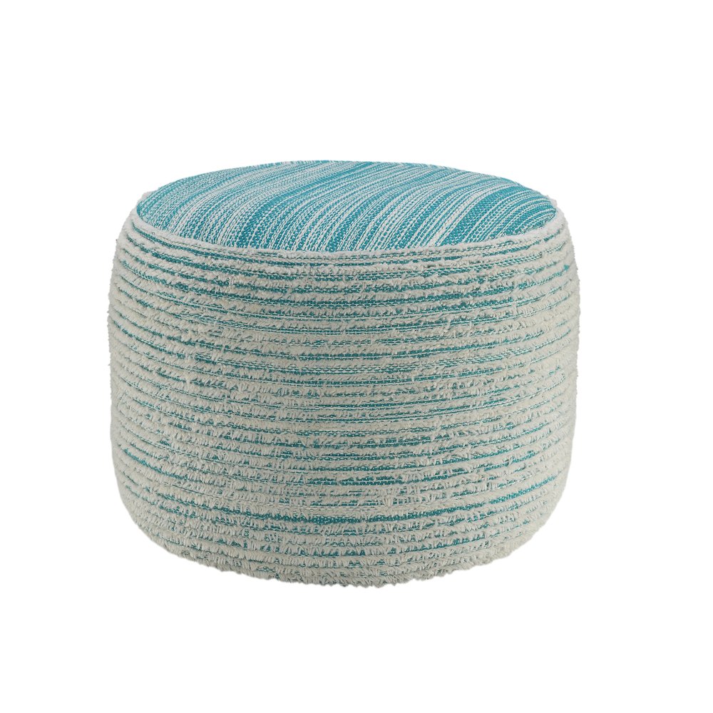 Havana Performance Indoor Pouf in Blue/White, 18" x 18" x 14". Picture 5