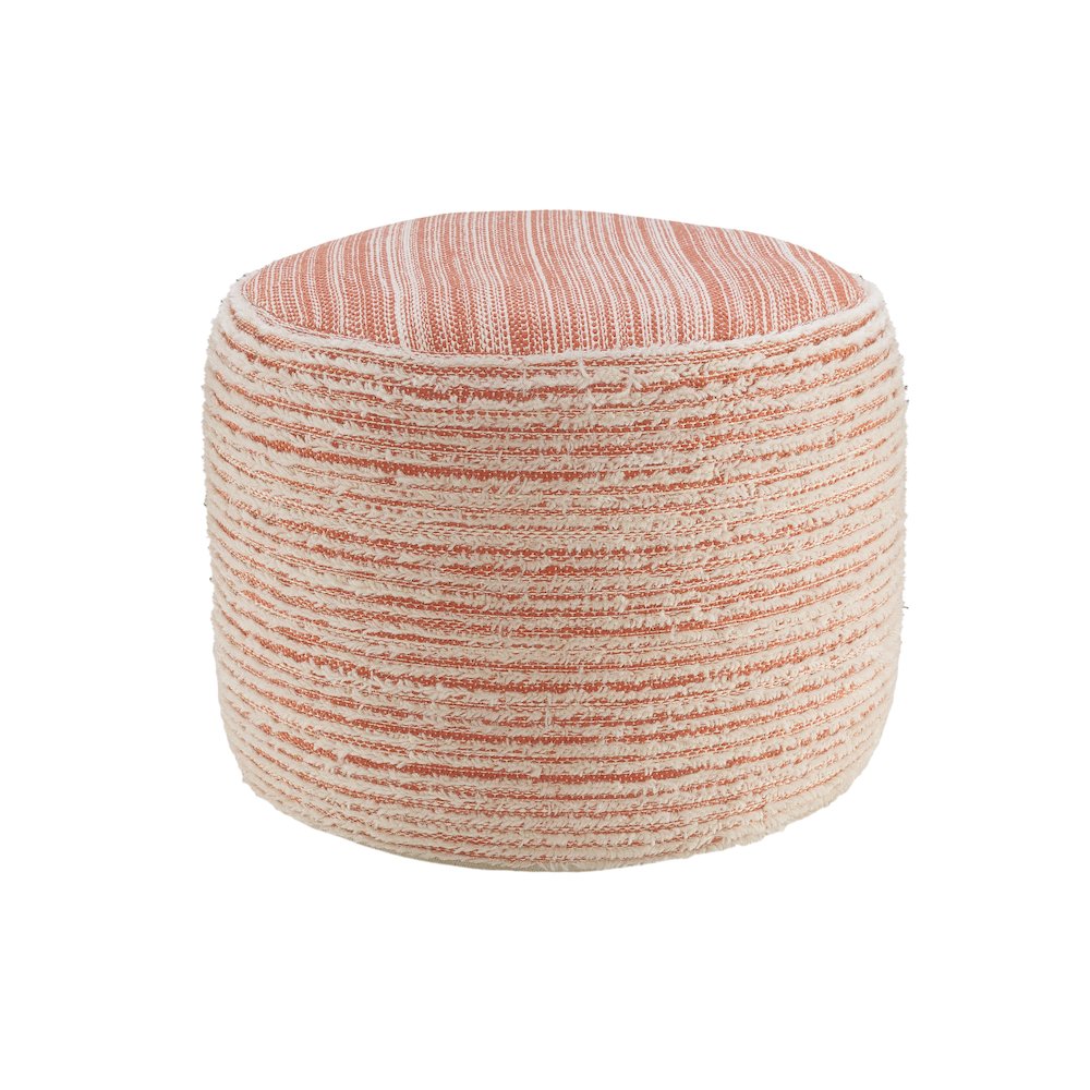 Havana Performance Indoor Pouf in Pink/White, 18" x 18" x 14". Picture 1