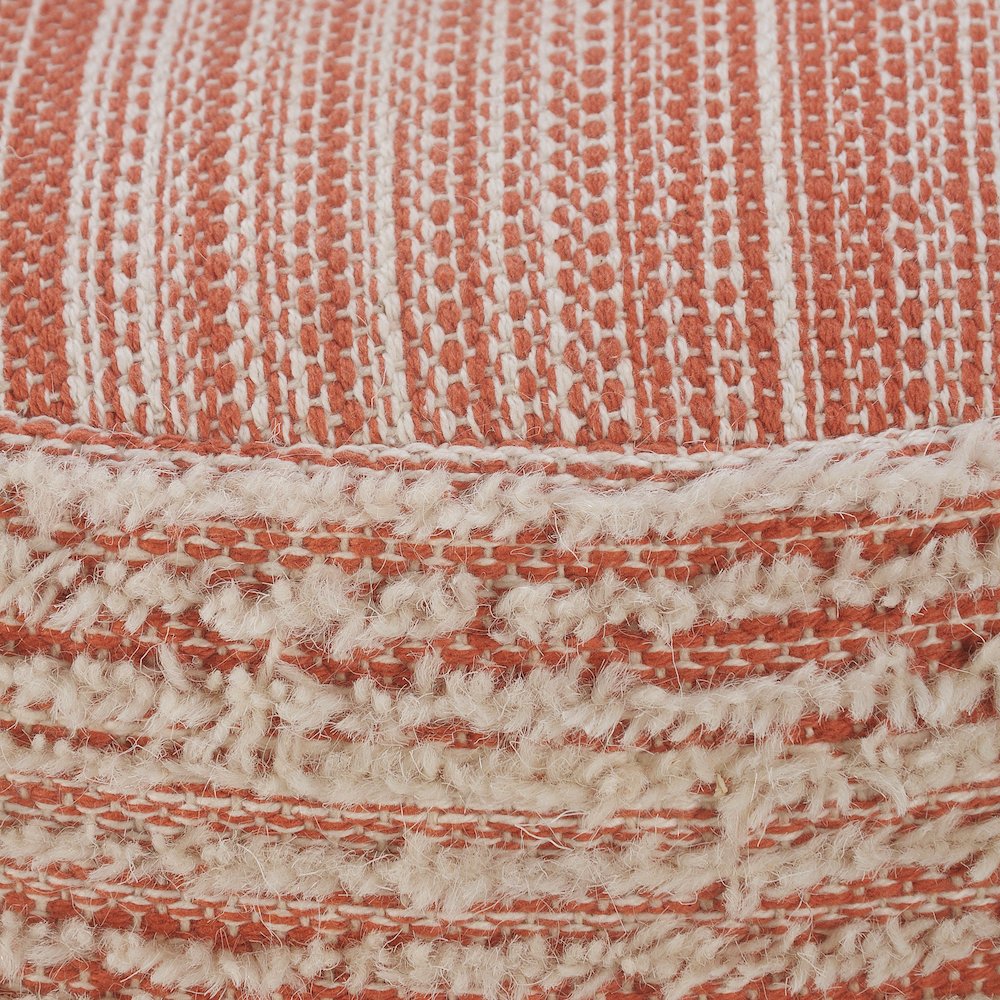 Havana Performance Indoor Pouf in Pink/White, 18" x 18" x 14". Picture 2