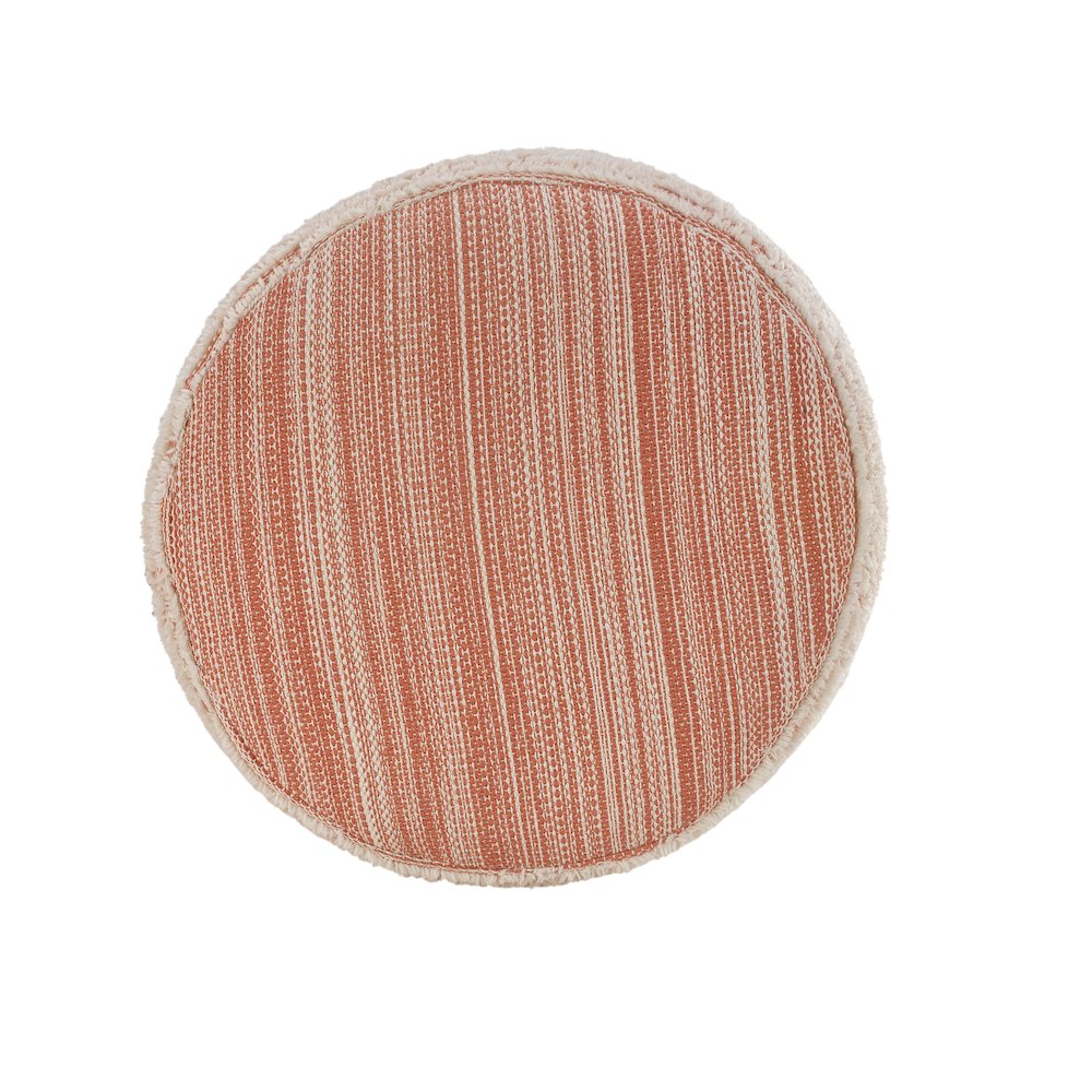 Havana Performance Indoor Pouf in Pink/White, 18" x 18" x 14". Picture 3