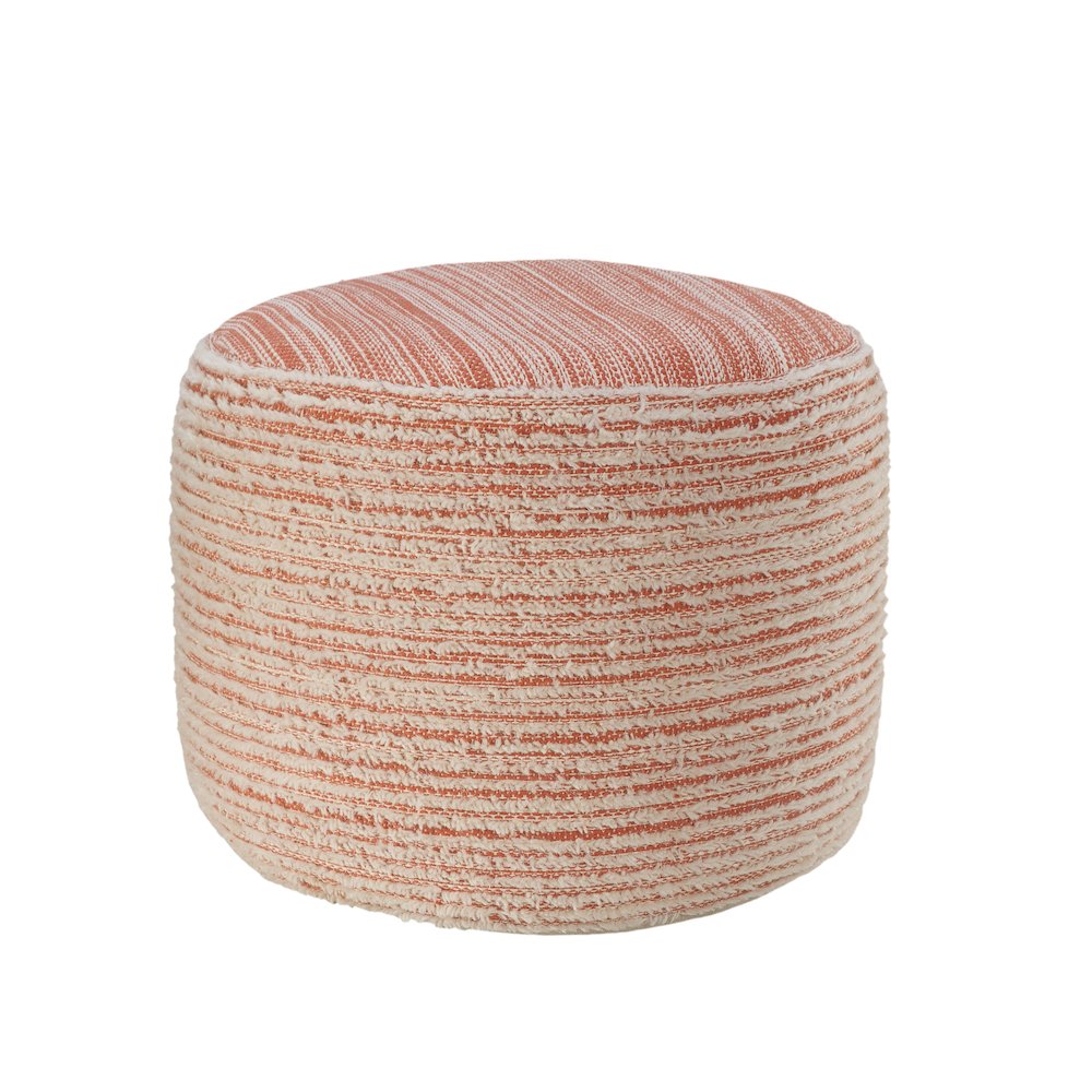 Havana Performance Indoor Pouf in Pink/White, 18" x 18" x 14". Picture 4
