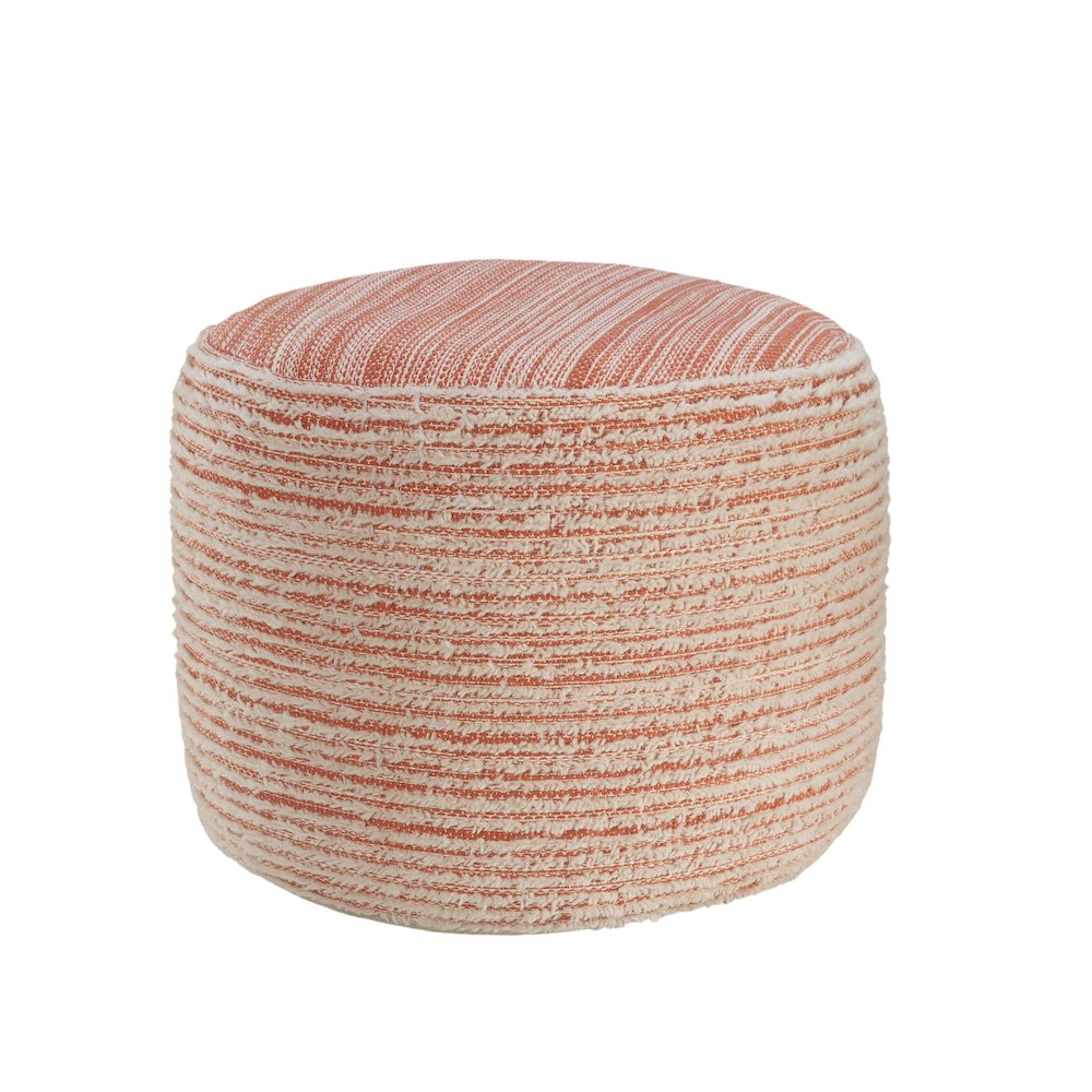 Havana Performance Indoor Pouf in Pink/White, 18" x 18" x 14". Picture 5