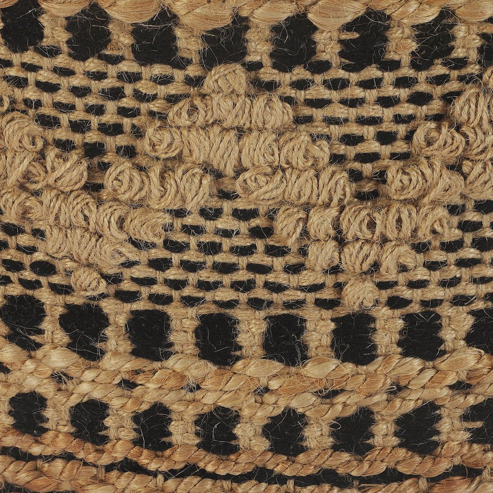 Spruce Jute Blend Indoor Pouf in Tan/Black, 18" x 18" x 14". Picture 5