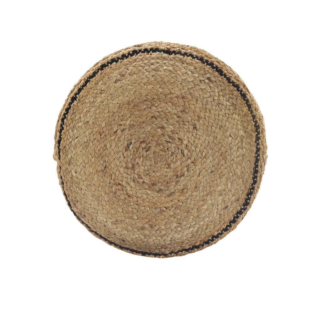 Spruce Jute Blend Indoor Pouf in Tan/Black, 18" x 18" x 14". Picture 3
