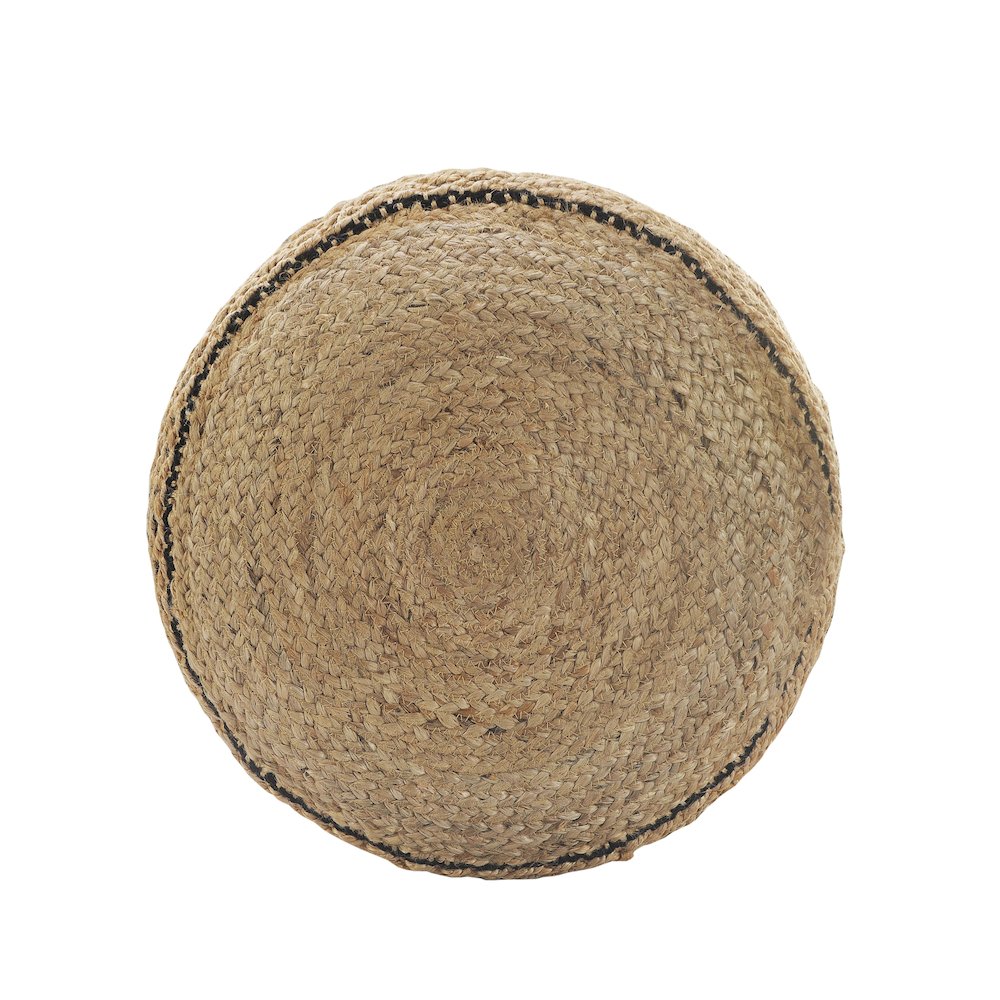 Spruce Jute Blend Indoor Pouf in Tan/Black, 18" x 18" x 14". Picture 4