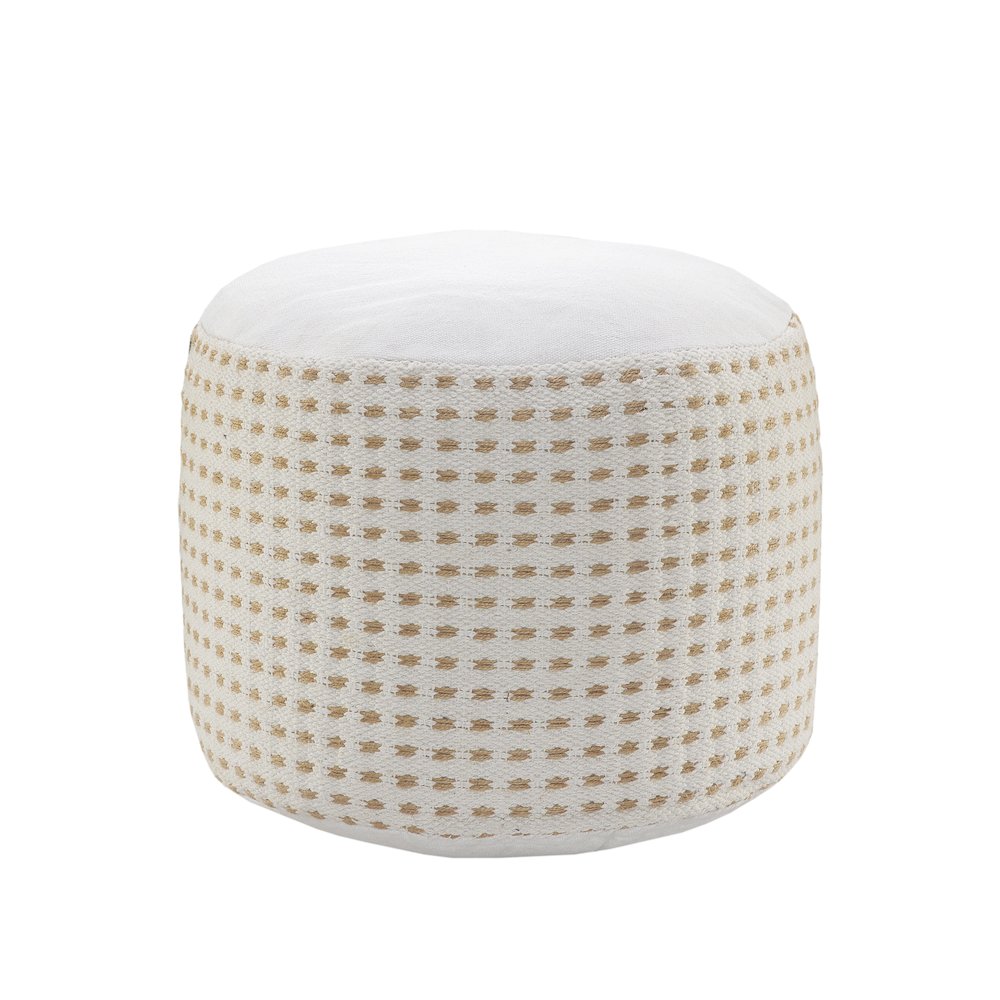 Zion Jute Blend Indoor Pouf in Tan, 18" x 18" x 14". Picture 4