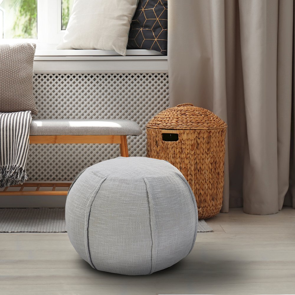 Zion Cotton Indoor Pouf in Blue/Tan, 18" x 18" x 14". Picture 6