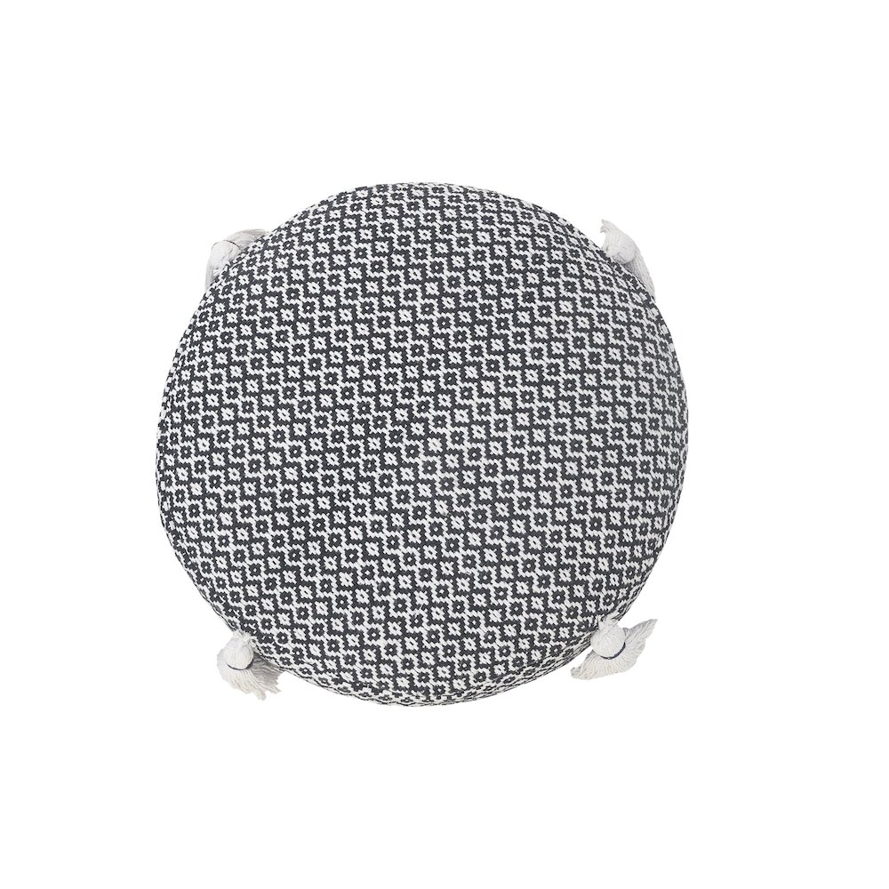 Zadia Cotton Indoor Pouf in Tan/Cream, 18" x 18" x 14". Picture 3