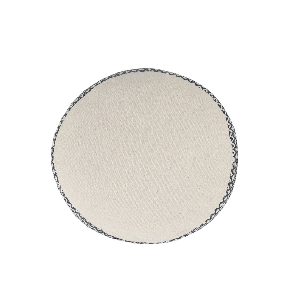 Zadia Cotton Indoor Pouf in Tan/Cream, 18" x 18" x 14". Picture 5