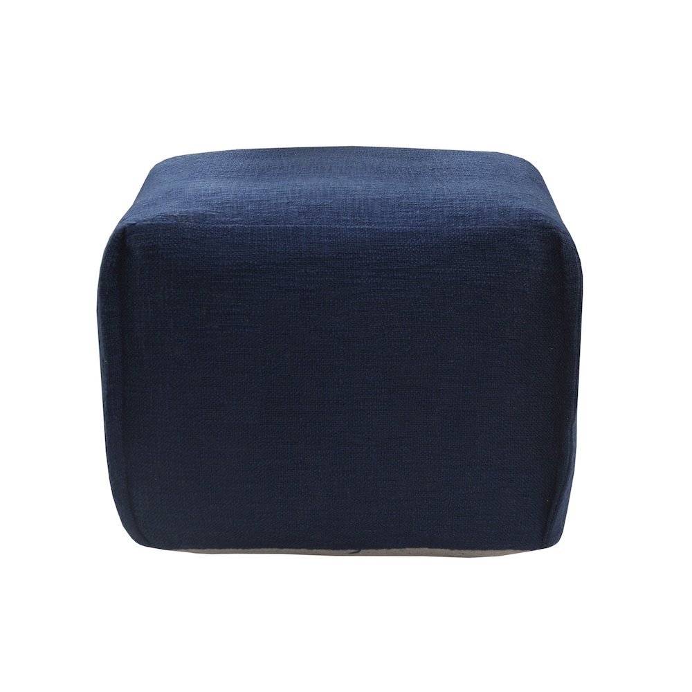 Zion Cotton Indoor Pouf in Tan/Black, 18" x 18" x 14". Picture 1