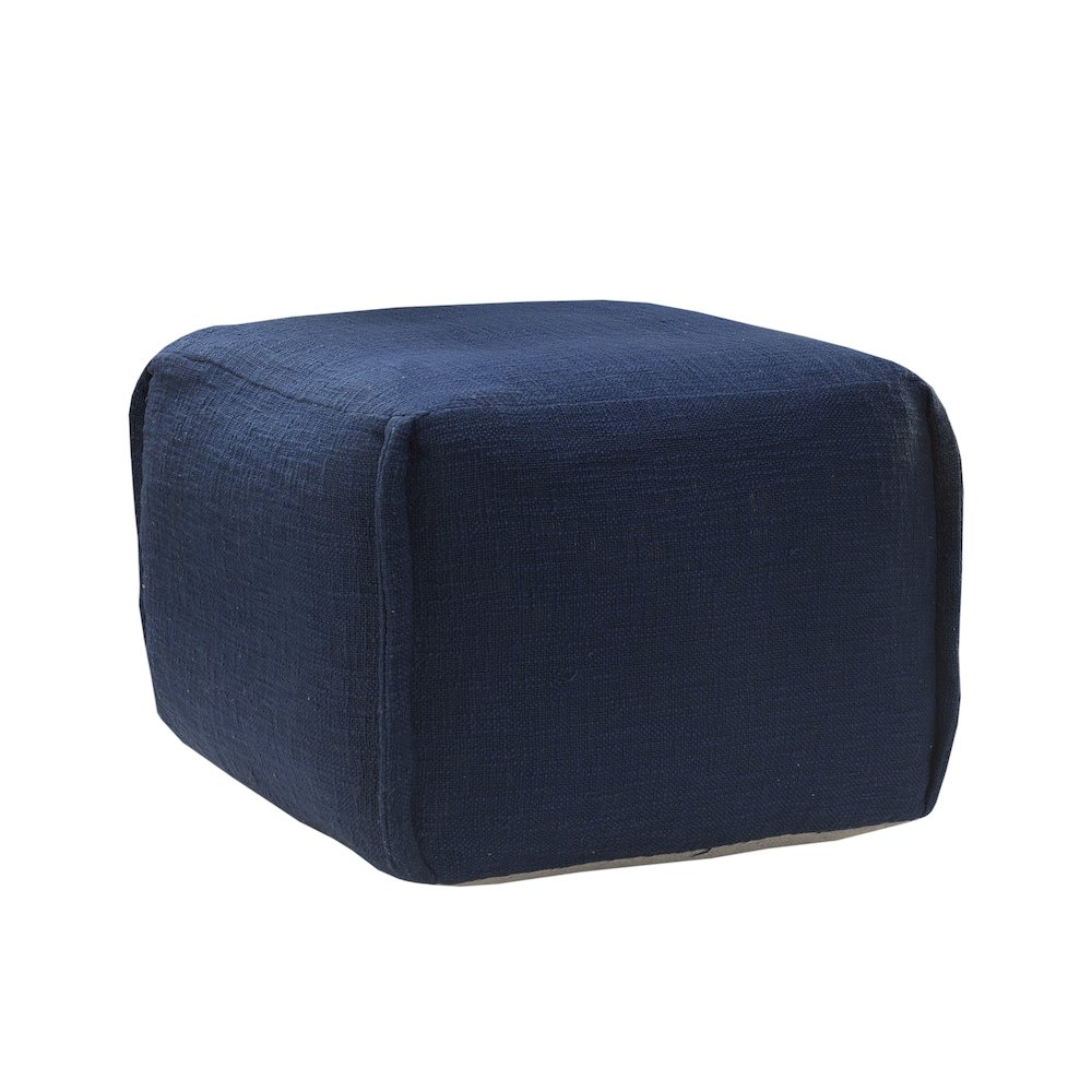 Zion Cotton Indoor Pouf in Tan/Black, 18" x 18" x 14". Picture 4