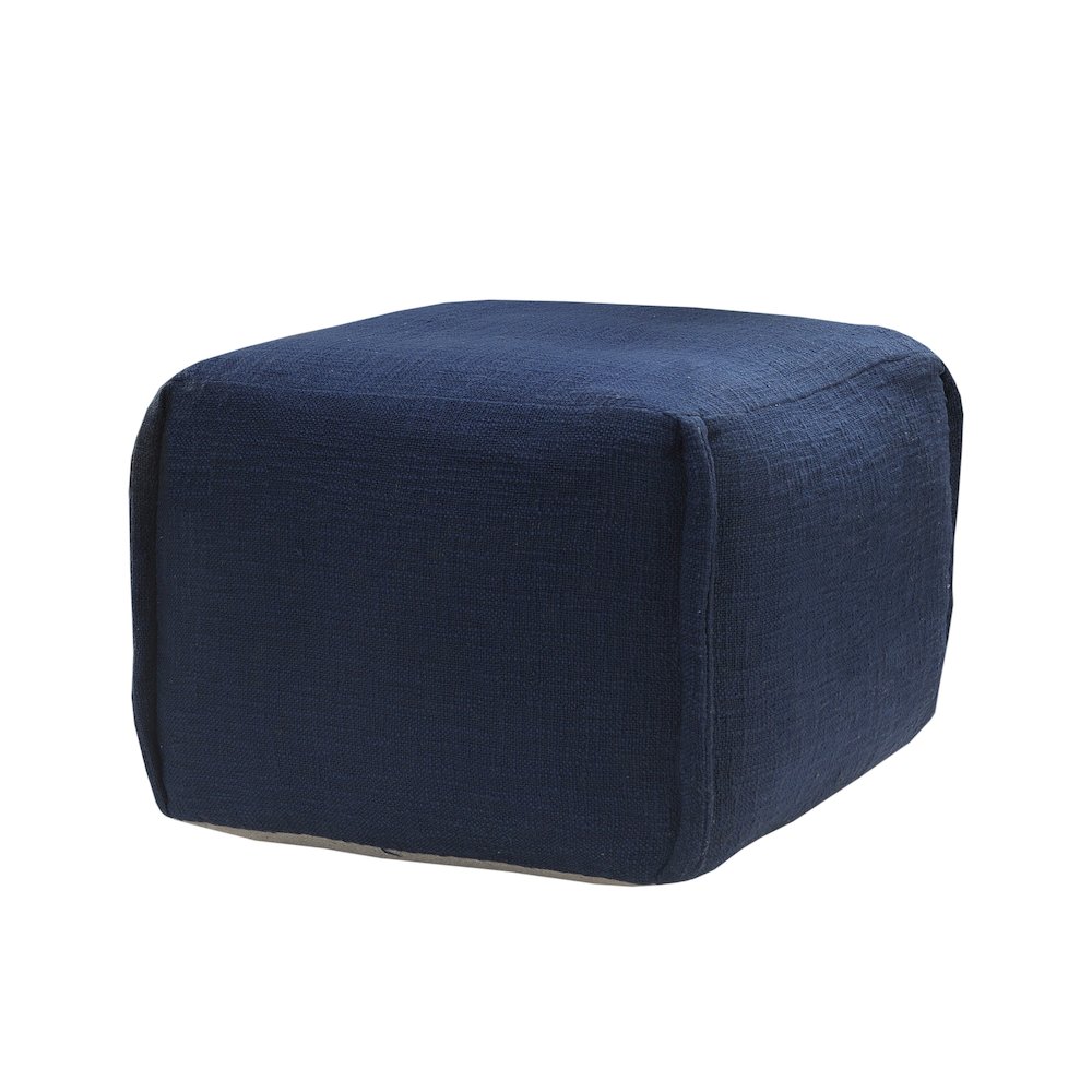 Zion Cotton Indoor Pouf in Tan/Black, 18" x 18" x 14". Picture 5