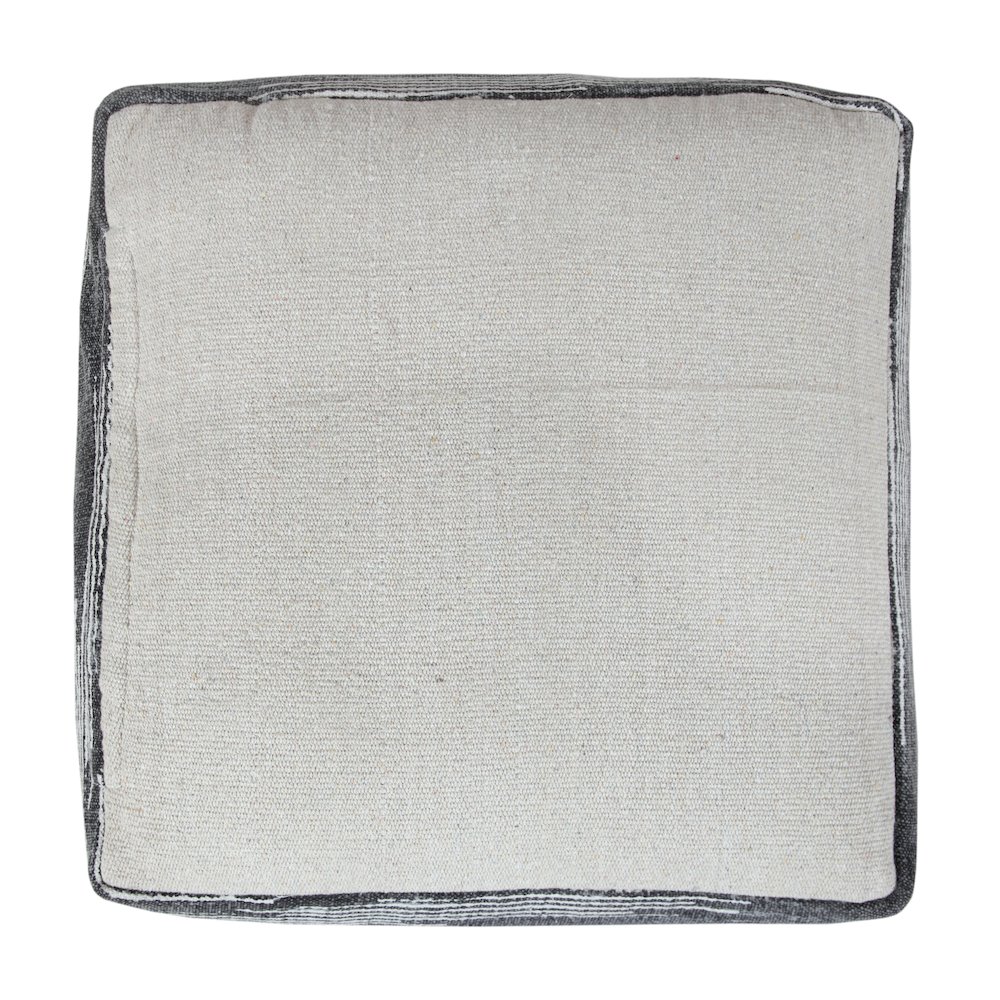 Zadia Cotton Indoor Pouf in Gray/White, 18" x 18" x 14". Picture 6