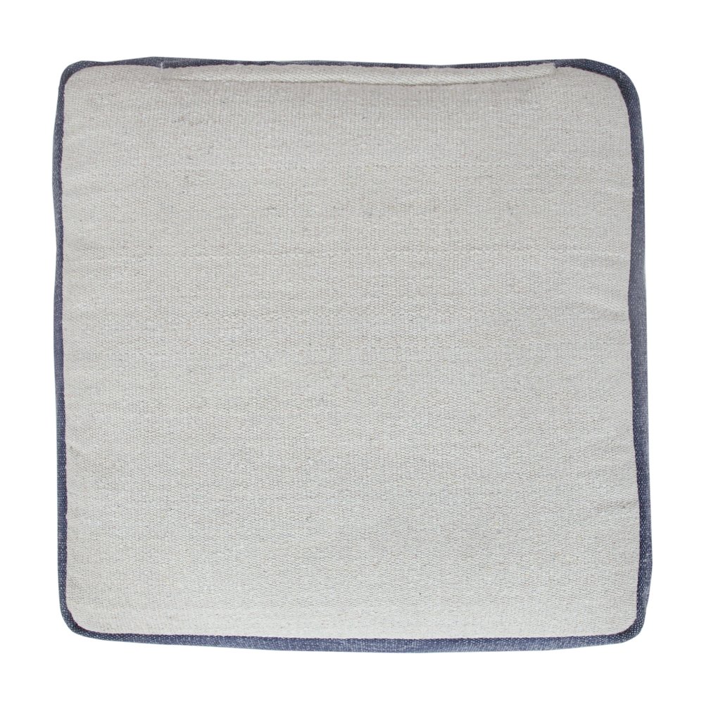 Monarch Cotton Indoor Pouf in Blue/White, 18" x 18" x 14". Picture 6