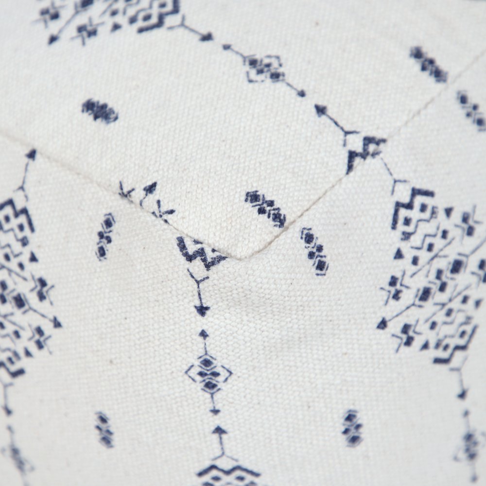 Monarch Cotton Indoor Pouf in Blue/White, 18" x 18" x 14". Picture 7