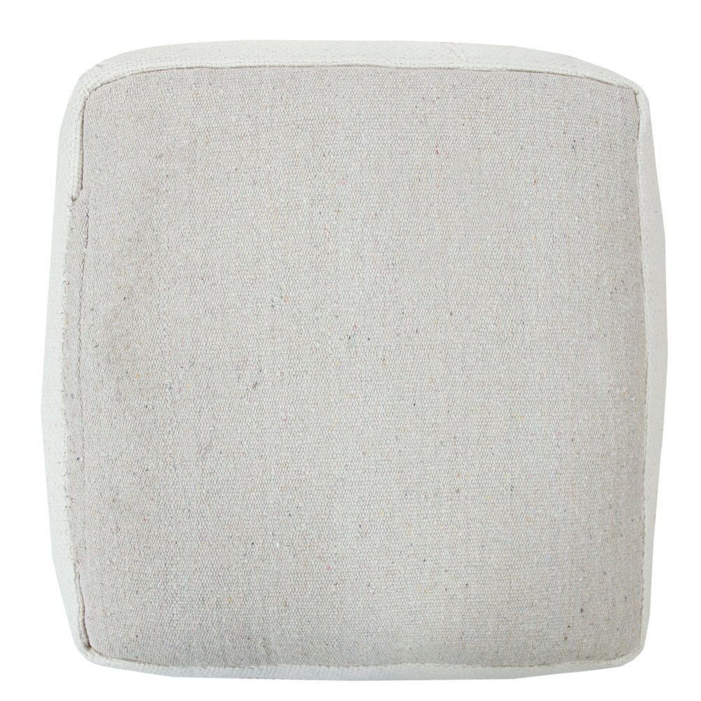 Monarch Cotton Indoor Pouf in Cream/Brown, 18" x 18" x 14". Picture 5