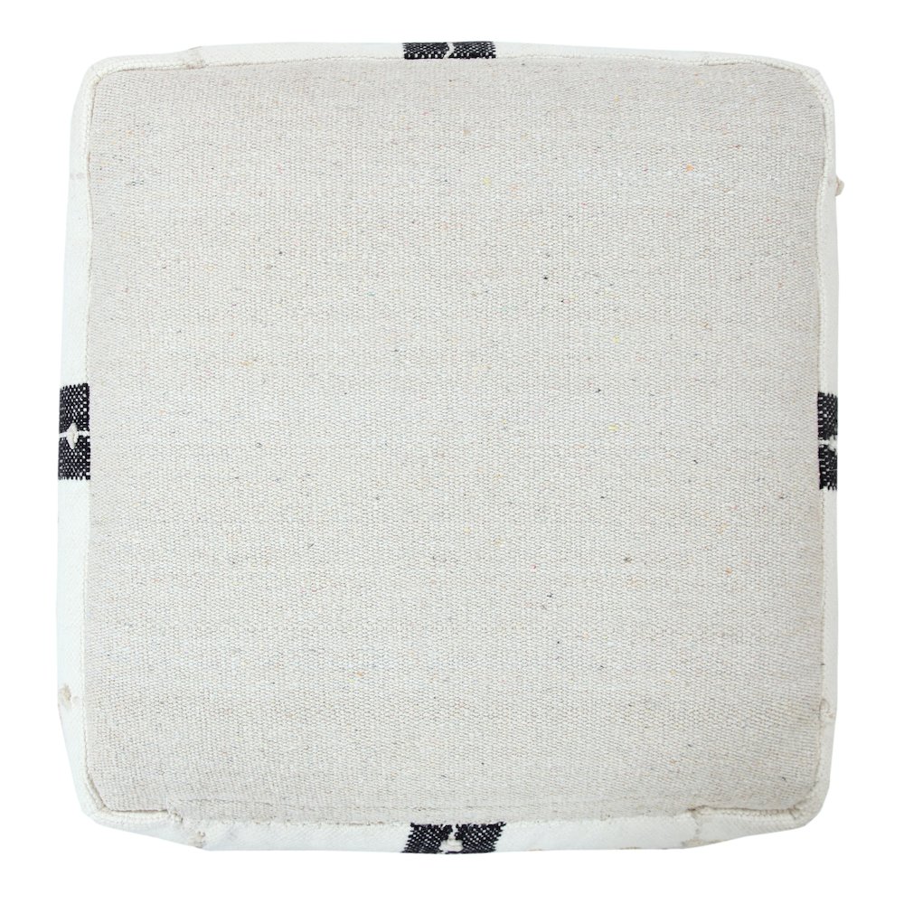 Monarch Cotton Indoor Pouf in Black/White, 18" x 18" x 14". Picture 6
