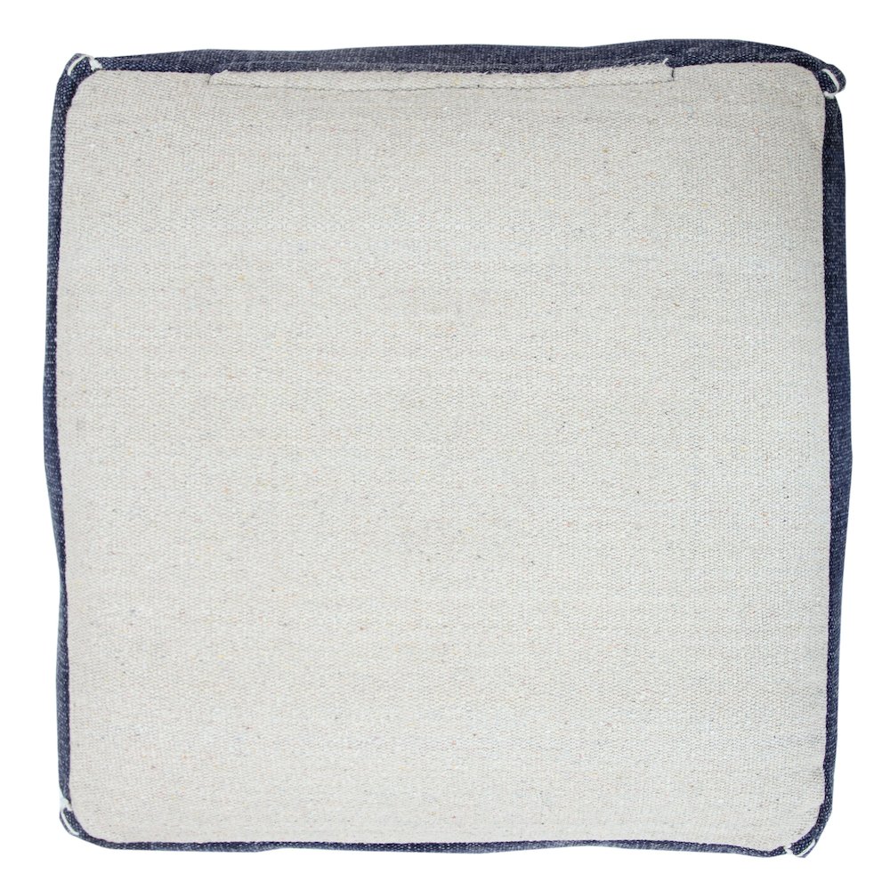 Pacifica Cotton Indoor Pouf in Blue/White, 18" x 18" x 14". Picture 6