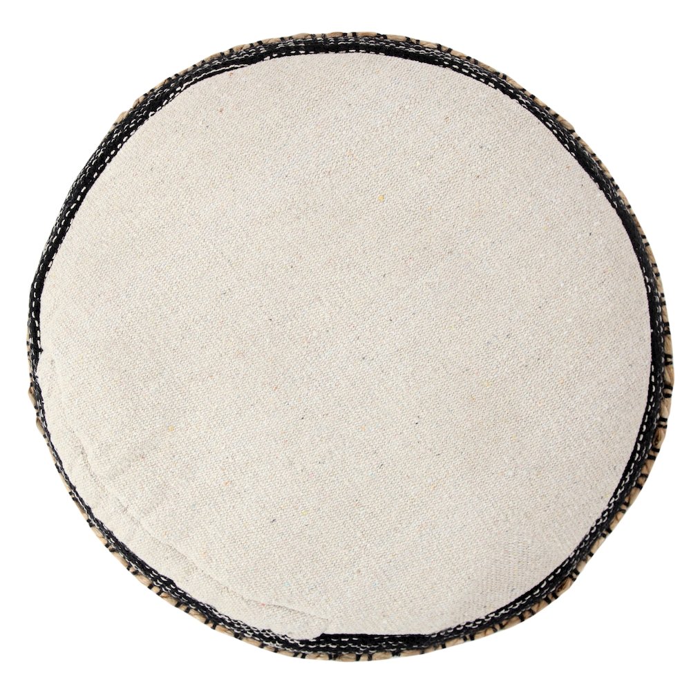 Enigma Cotton Blend Indoor Pouf in Black/White, 18" x 18" x 14". Picture 4