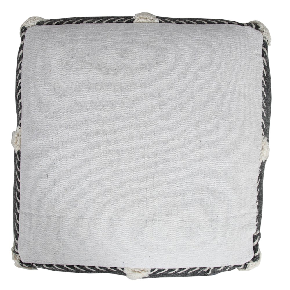 Avant-garde Cotton Indoor Pouf in Black/White, 18" x 18" x 14". Picture 7