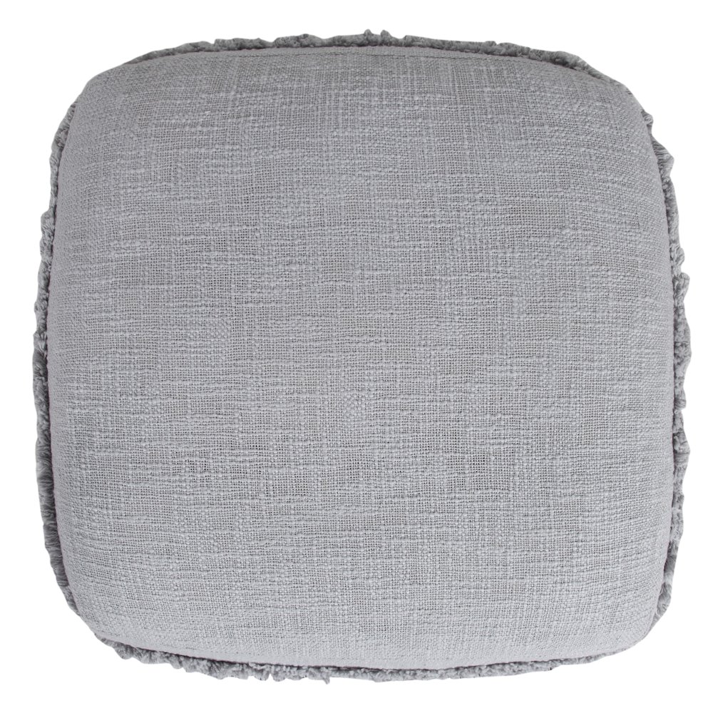 Revelation Cotton Indoor Pouf in Gray, 18" x 18" x 14". Picture 3