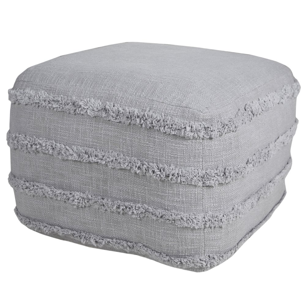 Revelation Cotton Indoor Pouf in Gray, 18" x 18" x 14". Picture 5