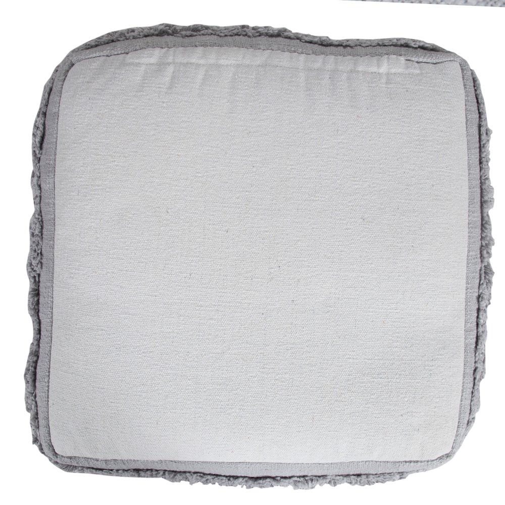 Revelation Cotton Indoor Pouf in Gray, 18" x 18" x 14". Picture 7