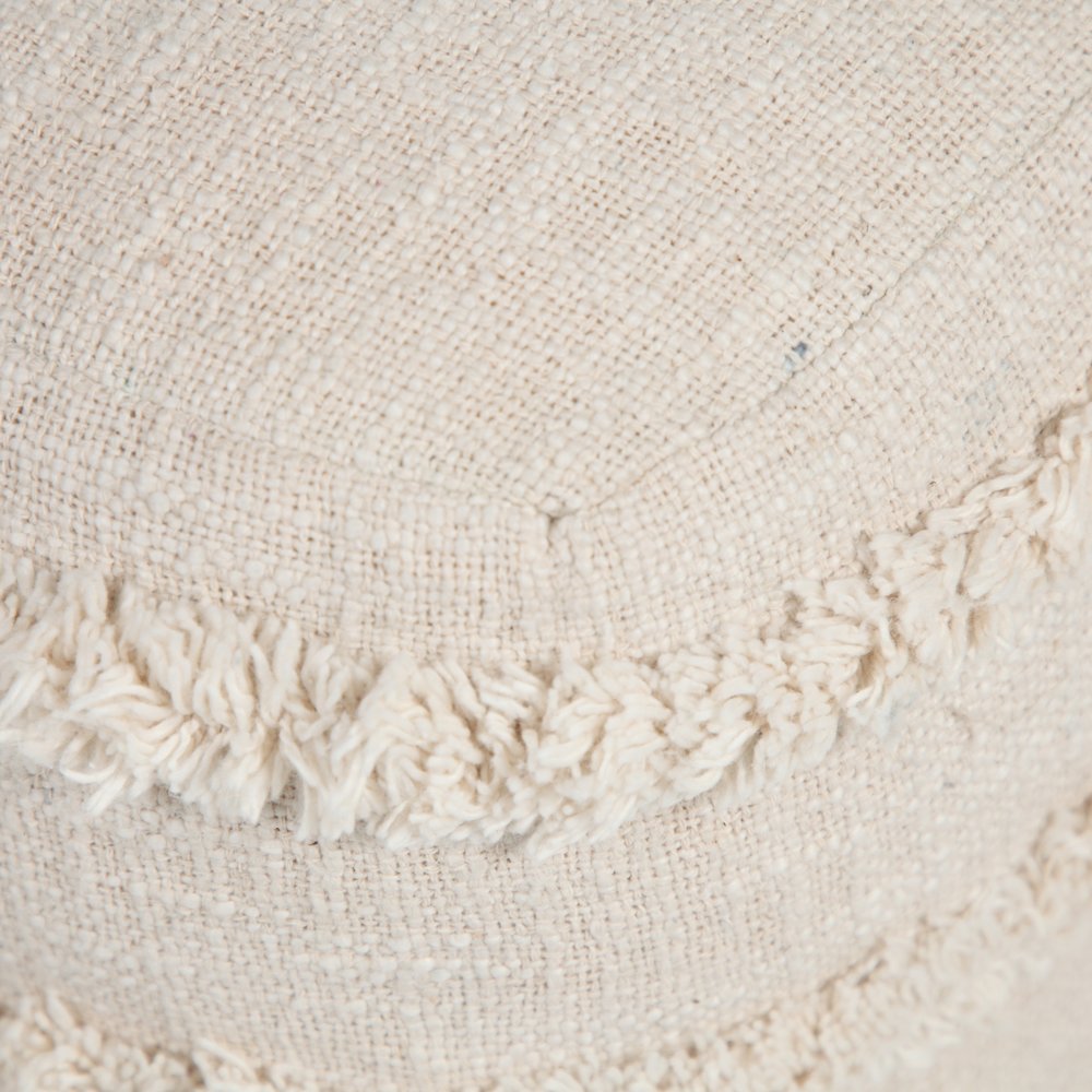 Revelation Cotton Indoor Pouf in Cream, 18" x 18" x 14". Picture 2