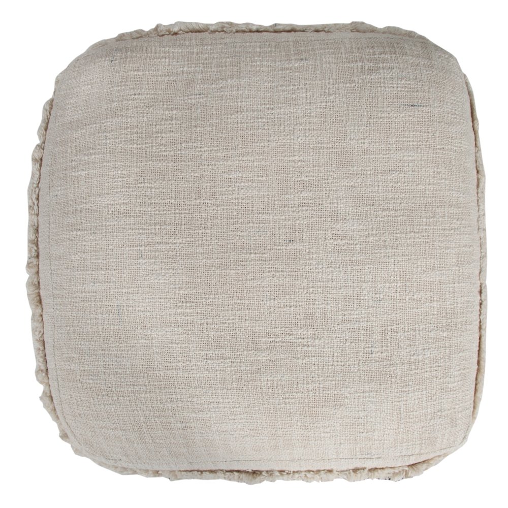 Revelation Cotton Indoor Pouf in Cream, 18" x 18" x 14". Picture 3