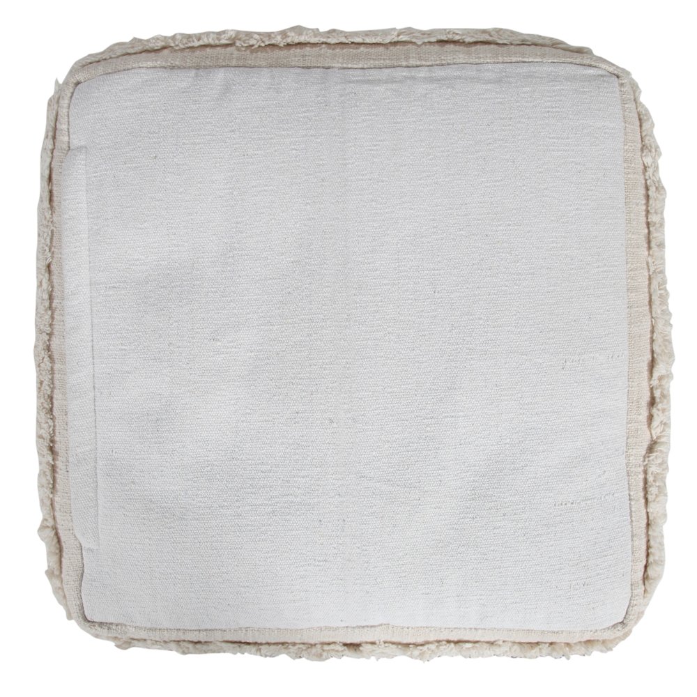 Revelation Cotton Indoor Pouf in Cream, 18" x 18" x 14". Picture 7