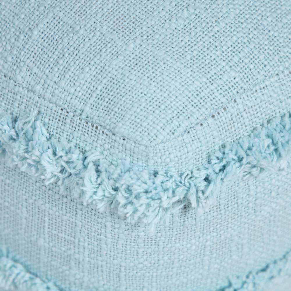 Revelation Cotton Indoor Pouf in Blue, 18" x 18" x 14". Picture 2