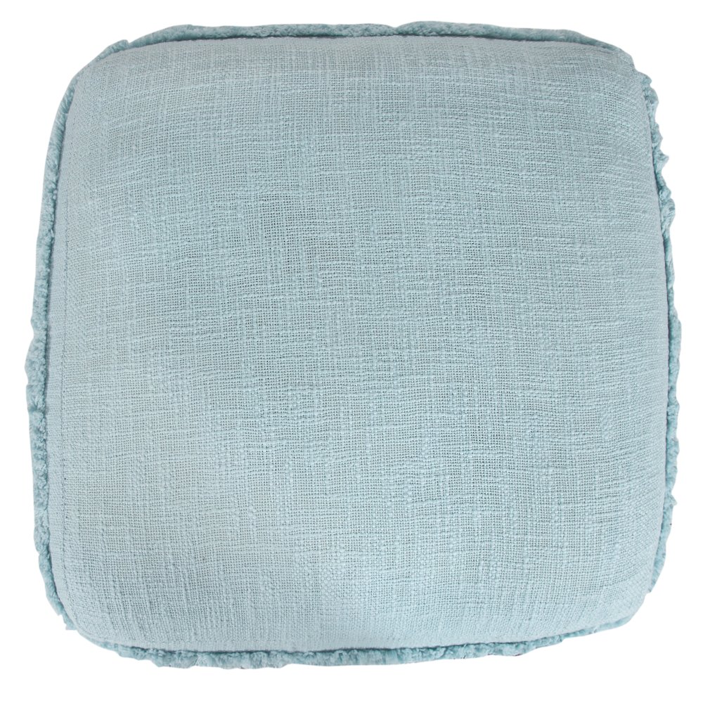 Revelation Cotton Indoor Pouf in Blue, 18" x 18" x 14". Picture 3