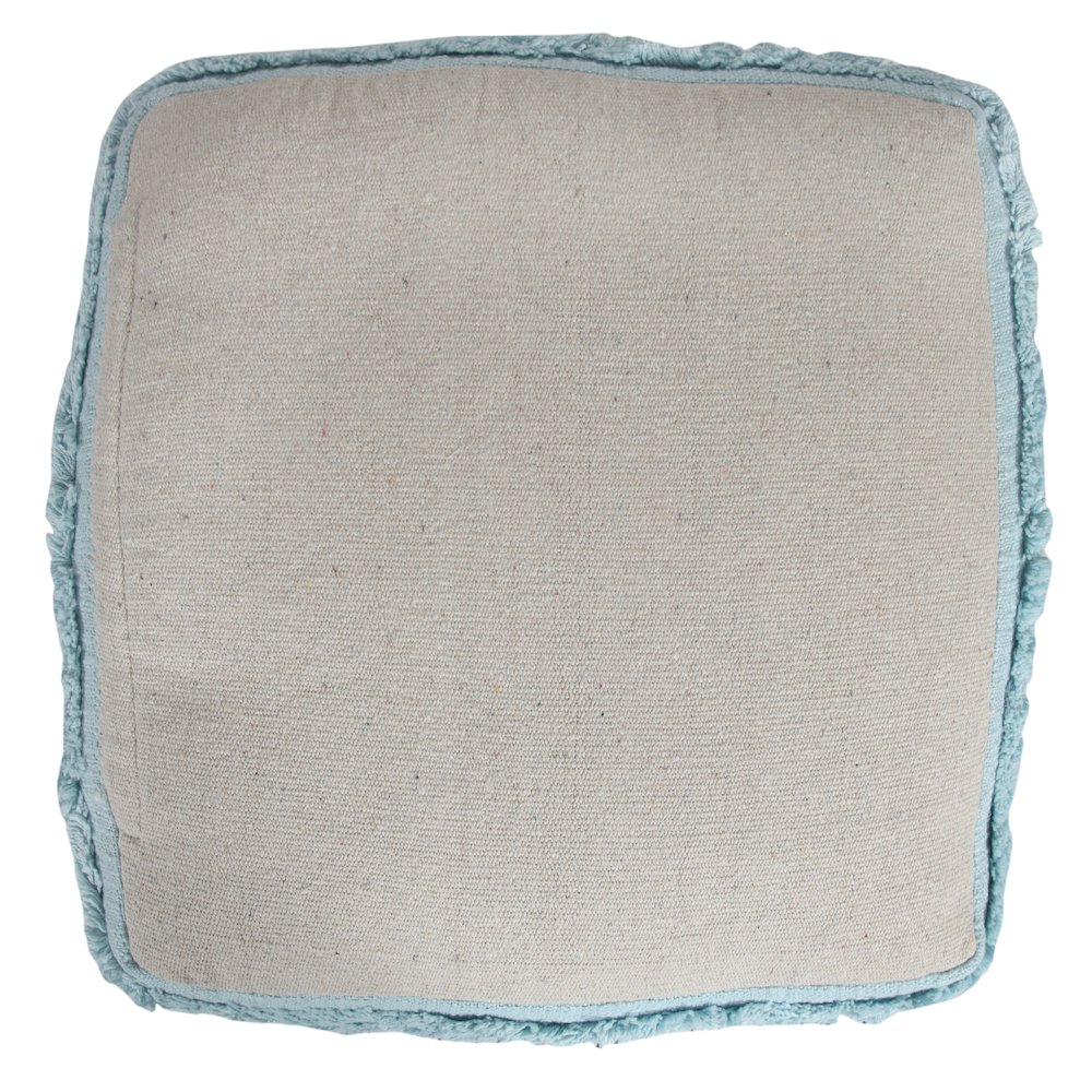 Revelation Cotton Indoor Pouf in Blue, 18" x 18" x 14". Picture 7