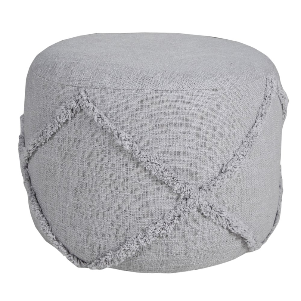 Revelation Cotton Indoor Pouf in Gray, 18" x 18" x 14". Picture 4