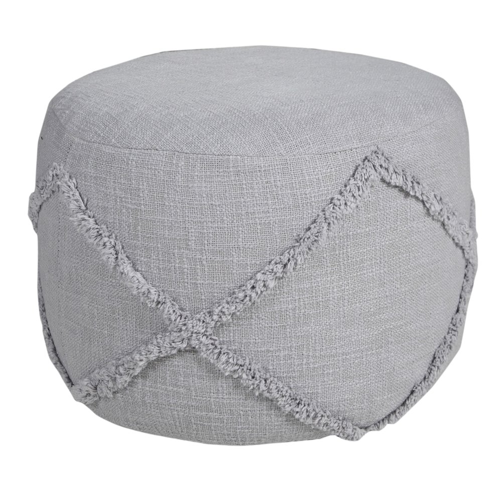 Revelation Cotton Indoor Pouf in Gray, 18" x 18" x 14". Picture 5