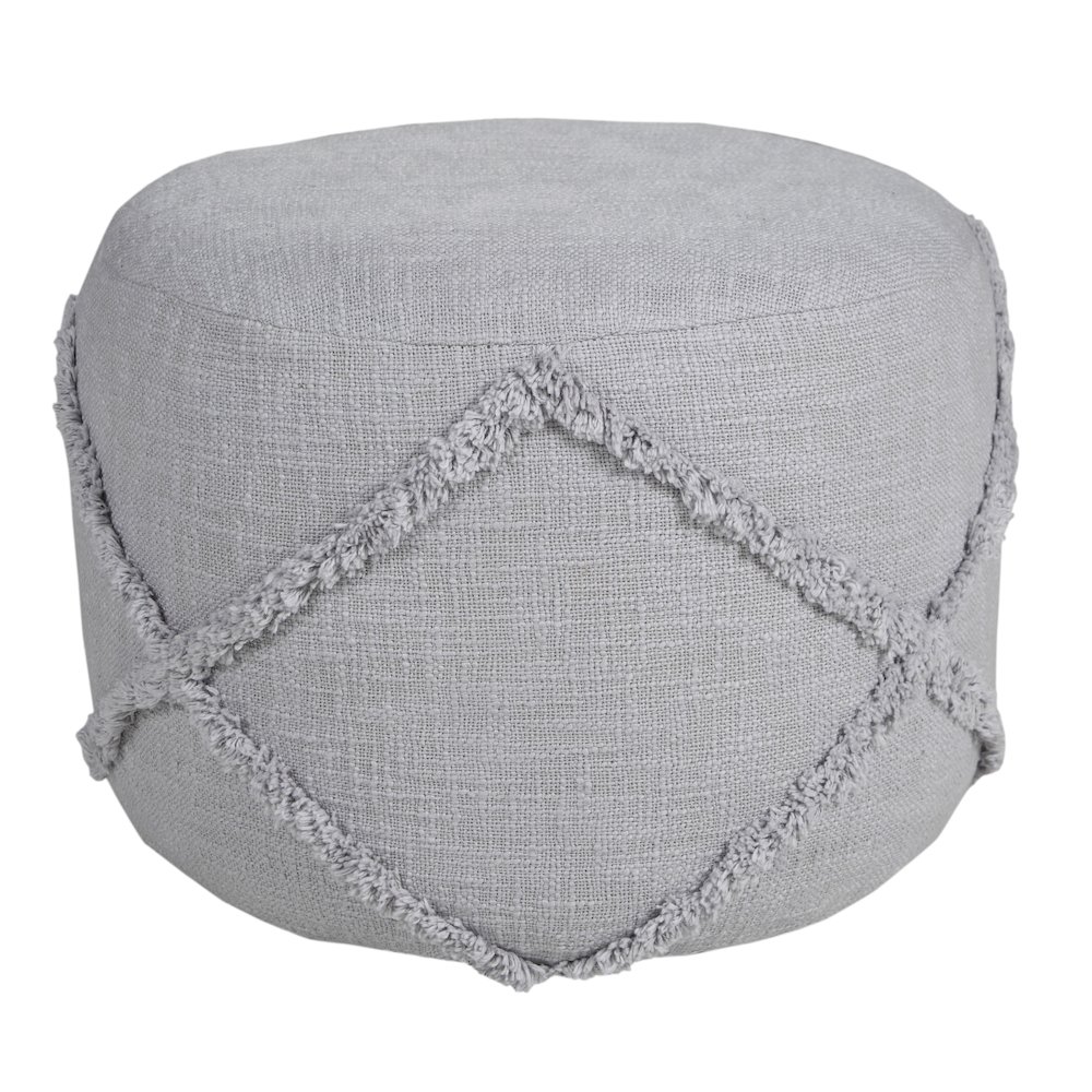 Revelation Cotton Indoor Pouf in Gray, 18" x 18" x 14". Picture 1