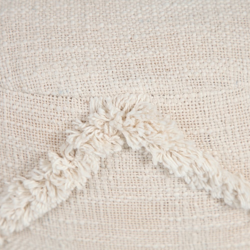 Revelation Cotton Indoor Pouf in Cream, 18" x 18" x 14". Picture 2