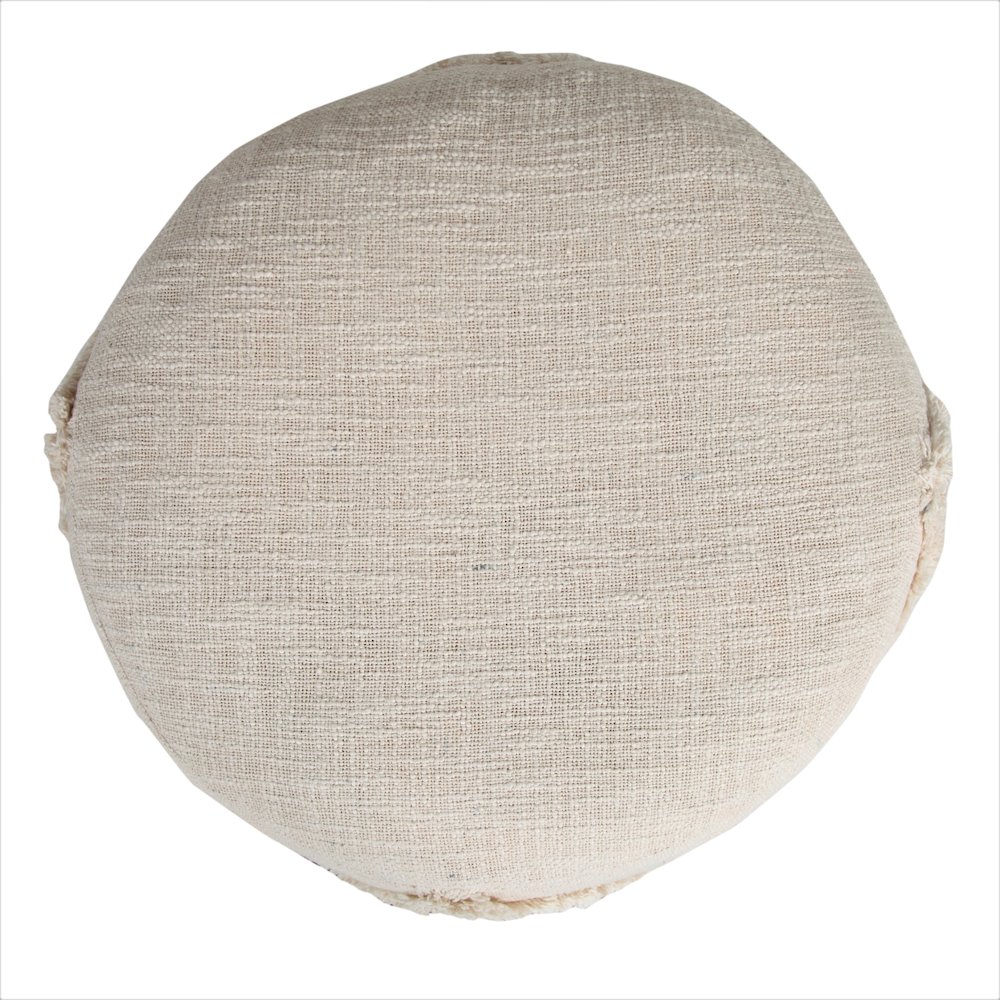 Revelation Cotton Indoor Pouf in Cream, 18" x 18" x 14". Picture 3
