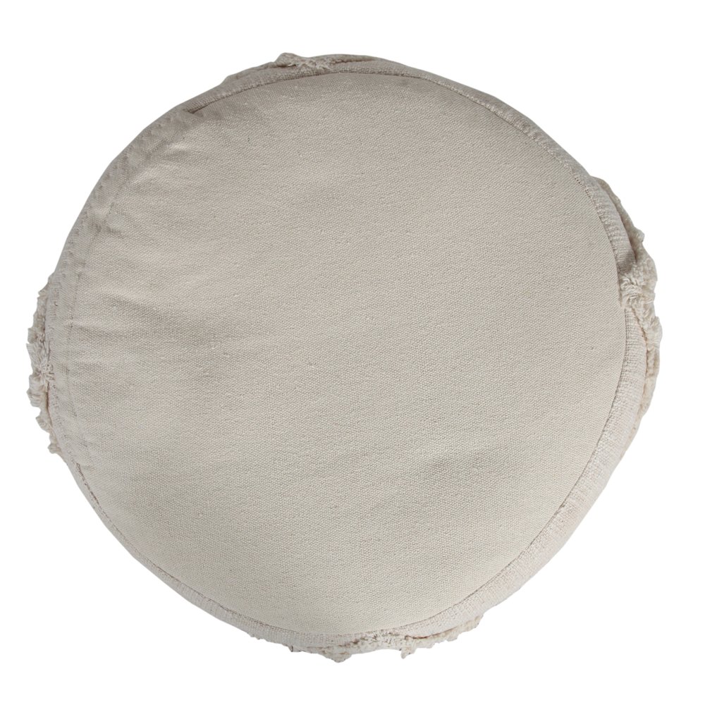 Revelation Cotton Indoor Pouf in Cream, 18" x 18" x 14". Picture 6