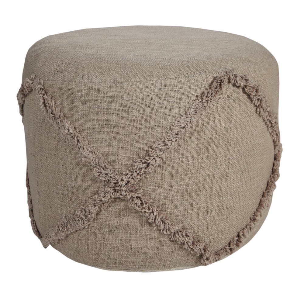 Revelation Cotton Indoor Pouf in Brown, 18" x 18" x 14". Picture 4