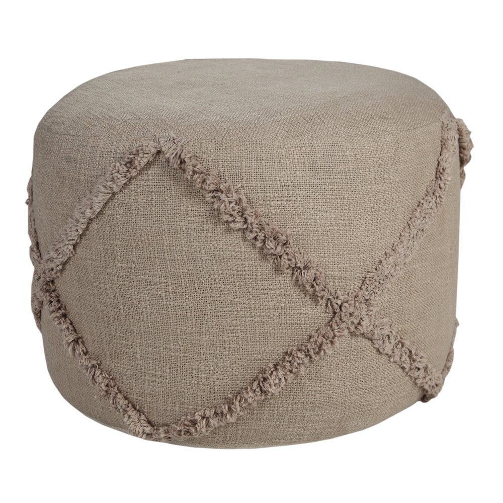 Revelation Cotton Indoor Pouf in Brown, 18" x 18" x 14". Picture 5
