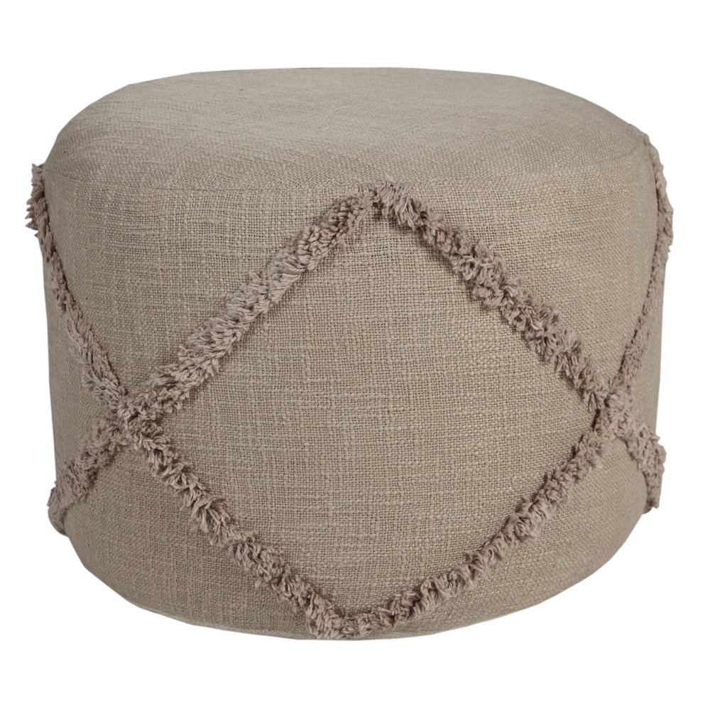 Revelation Cotton Indoor Pouf in Brown, 18" x 18" x 14". Picture 1