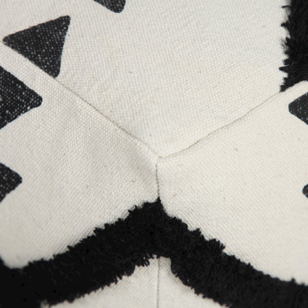 Avant-garde Cotton Indoor Pouf in White/Black, 18" x 18" x 14". Picture 2