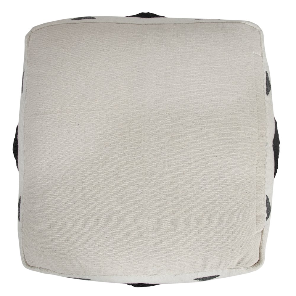 Avant-garde Cotton Indoor Pouf in White/Black, 18" x 18" x 14". Picture 7