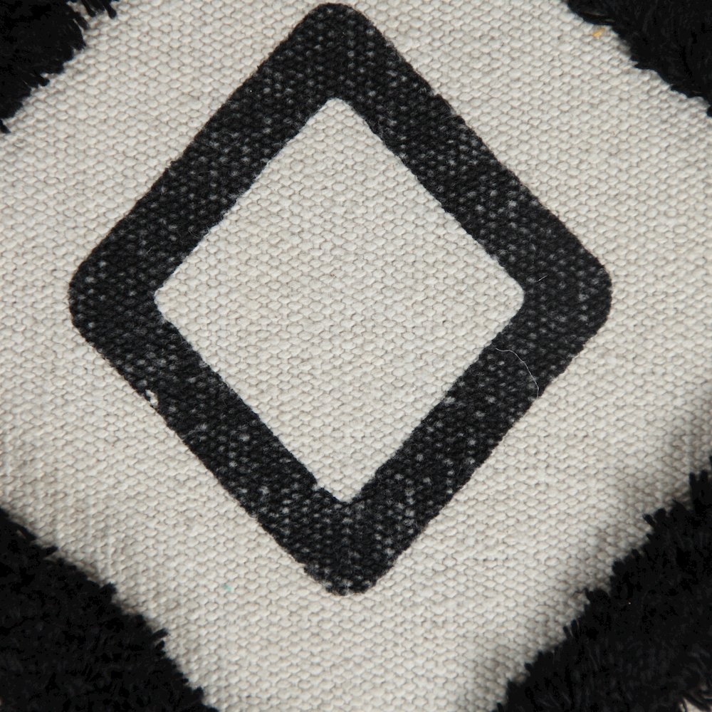 Avant-garde Cotton Indoor Pouf in White/Black, 18" x 18" x 14". Picture 8
